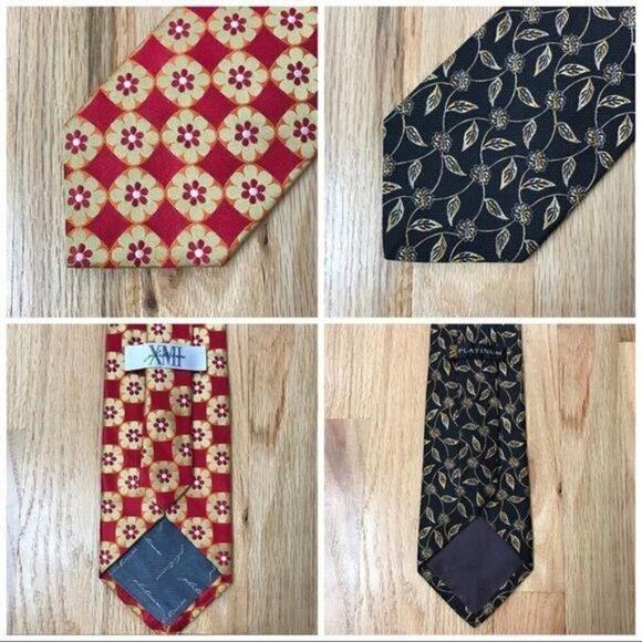 XMI Platinum tie bundle of 2 red orange tan black gold silver - Picture 1 of 1